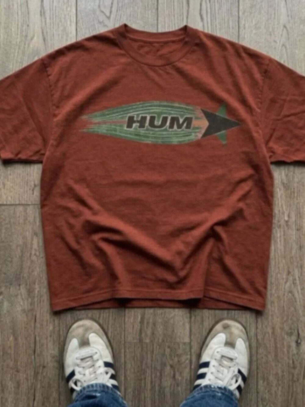 Vintage Hum Band Graphic Rust Red T-Shirt Alternative Rock Tee
